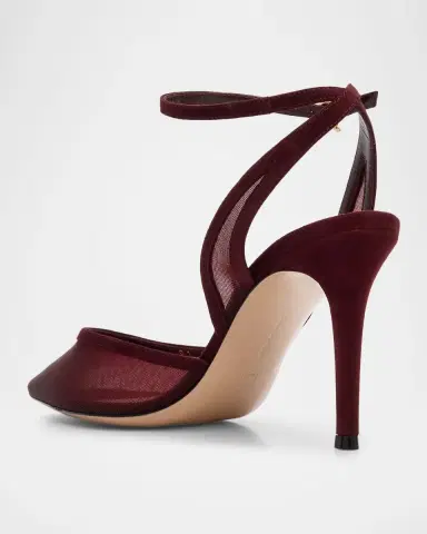 Gianvito Rossi Suede Organza Ankle-Strap Pumps | Thumbnail 3