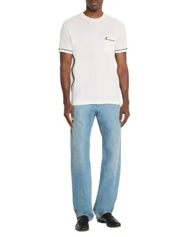 Ferragamo Men's Embroidered-Gancio Pocket Crewneck T-Shirt | Thumbnail 1 Ferragamo Men's Embroidered-Gancio Pocket Crewneck T-Shirt | Thumbnail 1