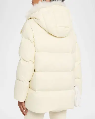 Yves Salomon Down Jacket with Removable Hood & Shearling Trim | Thumbnail 2 Yves Salomon Down Jacket with Removable Hood & Shearling Trim | Thumbnail 2