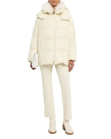 Yves Salomon Down Jacket with Removable Hood & Shearling Trim | Thumbnail 1 Yves Salomon Down Jacket with Removable Hood & Shearling Trim | Thumbnail 1