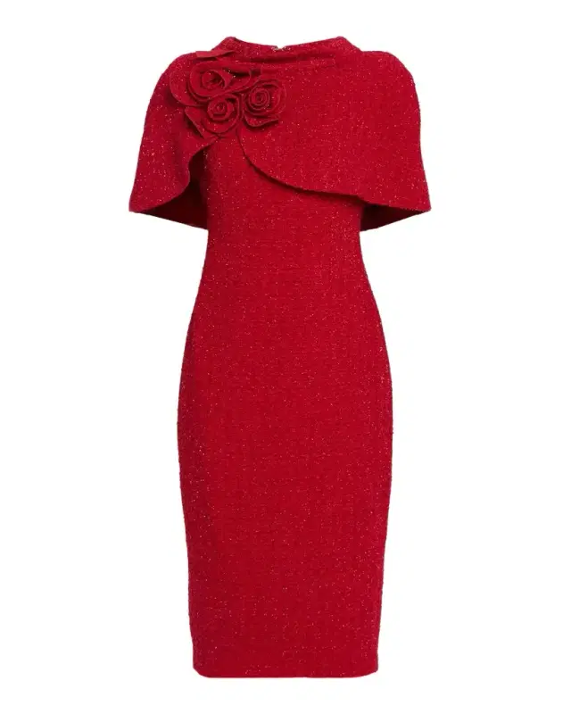 Shimmer Boucle Cape Midi Dress