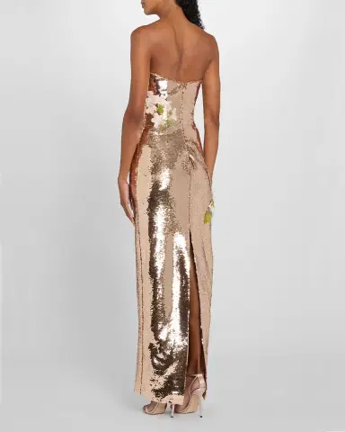 MONIQUE LHUILLIER Iris Strapless Sequined Column Gown | Thumbnail 2 MONIQUE LHUILLIER Iris Strapless Sequined Column Gown | Thumbnail 2