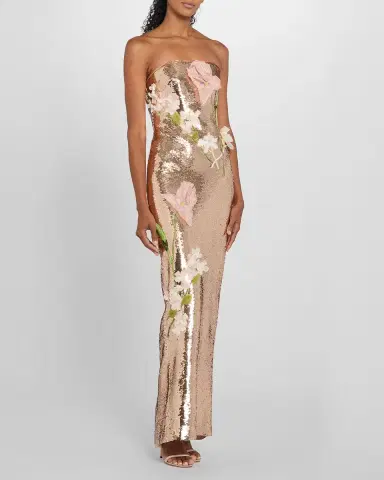 MONIQUE LHUILLIER Iris Strapless Sequined Column Gown | Thumbnail 3 MONIQUE LHUILLIER Iris Strapless Sequined Column Gown | Thumbnail 3