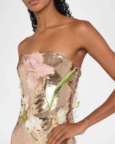 MONIQUE LHUILLIER Iris Strapless Sequined Column Gown | Thumbnail 4 MONIQUE LHUILLIER Iris Strapless Sequined Column Gown | Thumbnail 4