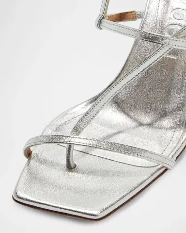 aeyde 65mm Elise Metallic Nappa Leather Sandals | Thumbnail 2