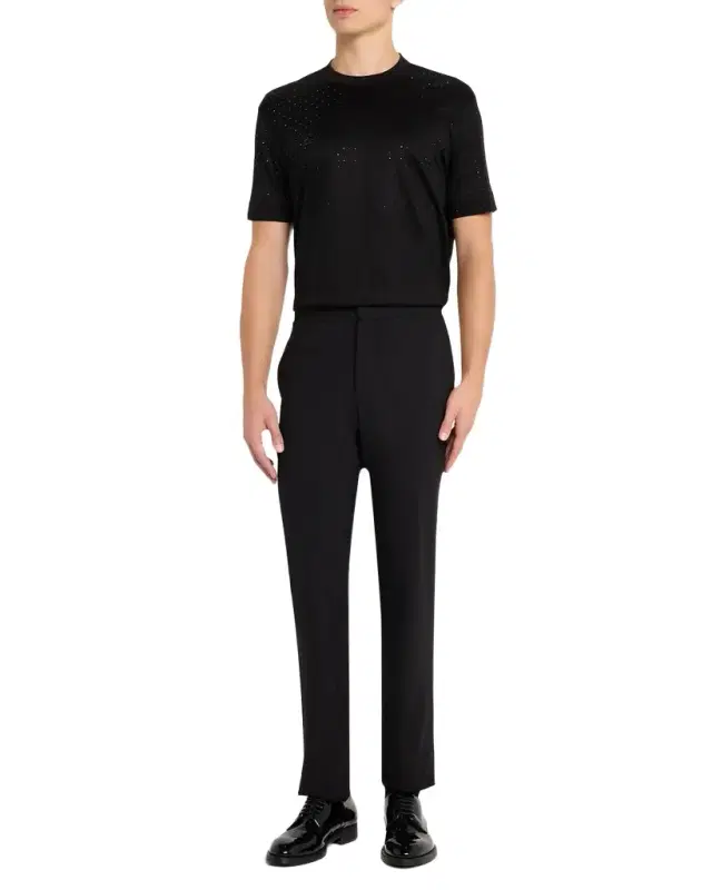 Emporio Armani Men 's Clubwear Cotton-Lyocell Jersey Rhinestone Logo T-Shirt
