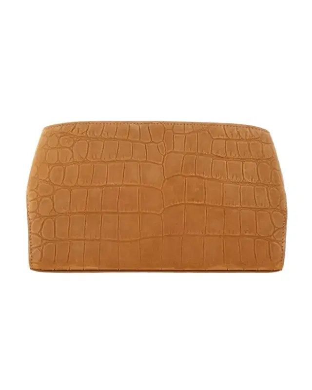 Ferragamo Hug Croc-Embossed Suede Clutch Bag