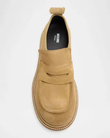 MOSCHINO Men's Suede Penny Loafers | Thumbnail 5