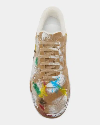 MOSCHINO Men's Hand-Painted Suede Sneakers | Thumbnail 3