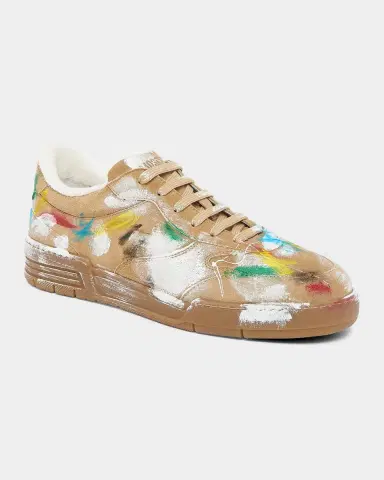 MOSCHINO Men's Hand-Painted Suede Sneakers | Thumbnail 4
