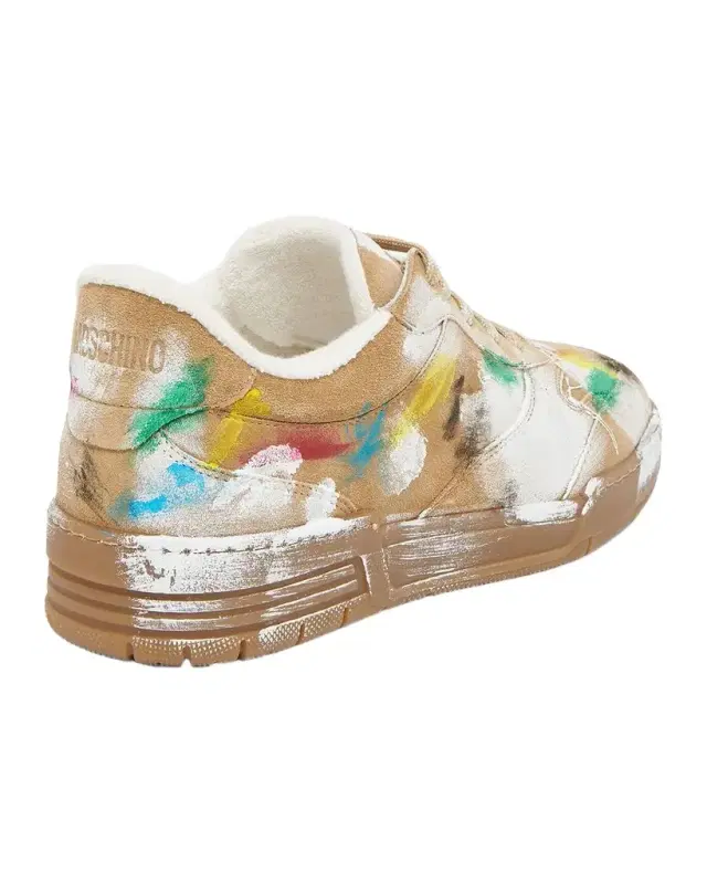 MOSCHINO Men's Hand-Painted Suede Sneakers