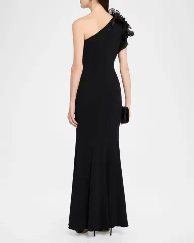 Aidan Mattox One-Shoulder Ruffle Column Gown | Thumbnail 2 Aidan Mattox One-Shoulder Ruffle Column Gown | Thumbnail 2