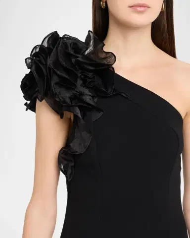 Aidan Mattox One-Shoulder Ruffle Column Gown | Thumbnail 4 Aidan Mattox One-Shoulder Ruffle Column Gown | Thumbnail 4