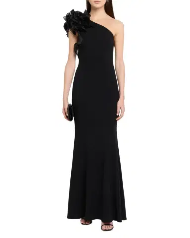 Aidan Mattox One-Shoulder Ruffle Column Gown | Thumbnail 1 Aidan Mattox One-Shoulder Ruffle Column Gown | Thumbnail 1
