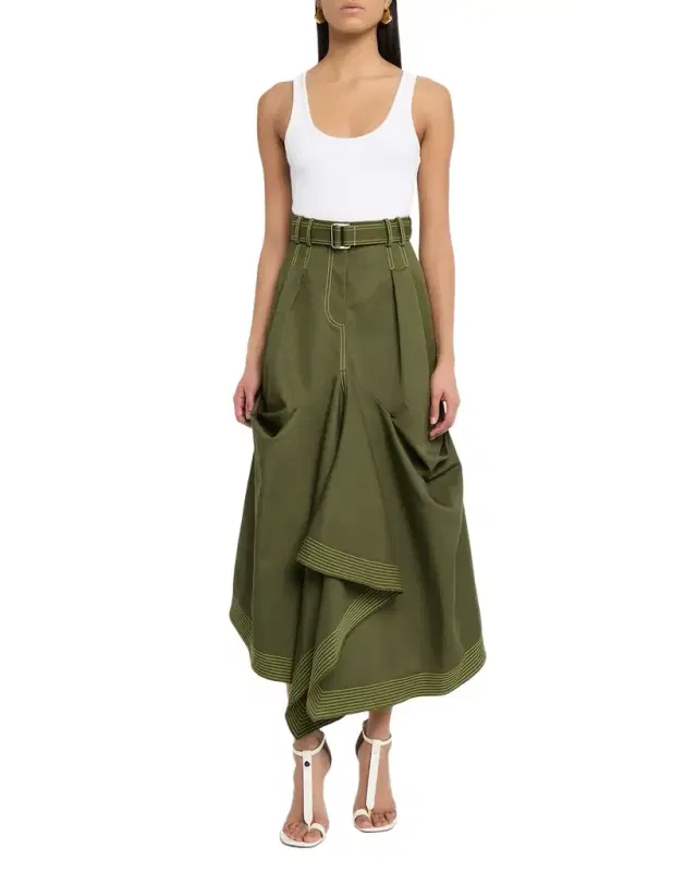 Tucked Trumpet Maxi Skirt With Belt