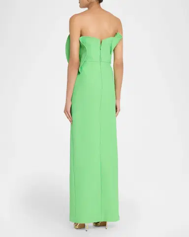 Monique Lhuillier Sculpted Petal Strapless Brocade Column Gown | Thumbnail 2 Monique Lhuillier Sculpted Petal Strapless Brocade Column Gown | Thumbnail 2