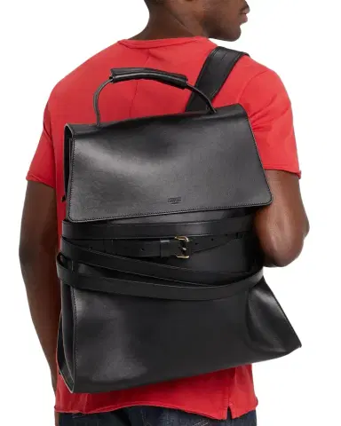 MOSCHINO Men's Tie Me Leather Backpack | Thumbnail 1 MOSCHINO Men's Tie Me Leather Backpack | Thumbnail 1