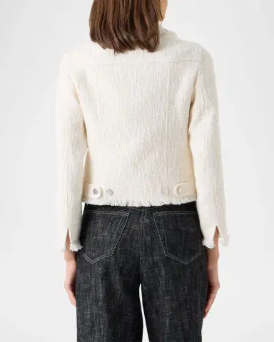 Akris punto Fringed Cotton-Blend Tweed Fitted Short Jacket | Thumbnail 2 Akris punto Fringed Cotton-Blend Tweed Fitted Short Jacket | Thumbnail 2