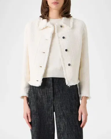 Akris punto Fringed Cotton-Blend Tweed Fitted Short Jacket | Thumbnail 5 Akris punto Fringed Cotton-Blend Tweed Fitted Short Jacket | Thumbnail 5