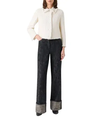 Akris punto Fringed Cotton-Blend Tweed Fitted Short Jacket | Thumbnail 1 Akris punto Fringed Cotton-Blend Tweed Fitted Short Jacket | Thumbnail 1