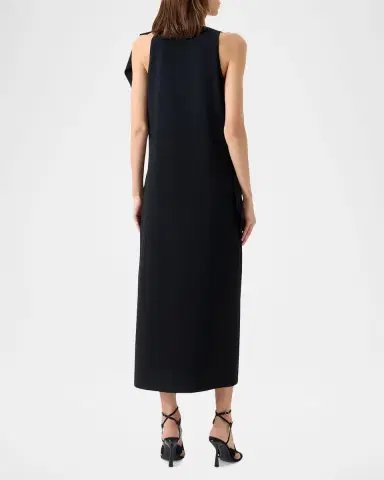 Akris punto Sleeveless Asymmetric Draped Papercut Flower Crepe Midi Dress | Thumbnail 2 Akris punto Sleeveless Asymmetric Draped Papercut Flower Crepe Midi Dress | Thumbnail 2