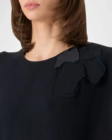 Akris punto Sleeveless Asymmetric Draped Papercut Flower Crepe Midi Dress | Thumbnail 4 Akris punto Sleeveless Asymmetric Draped Papercut Flower Crepe Midi Dress | Thumbnail 4