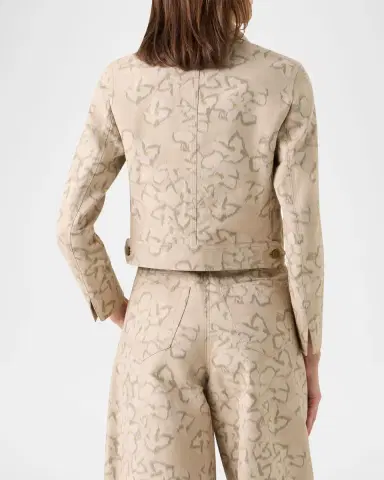 Akris punto Ikat Flower Print Cotton Canvas Boxy Jacket | Thumbnail 2 Akris punto Ikat Flower Print Cotton Canvas Boxy Jacket | Thumbnail 2
