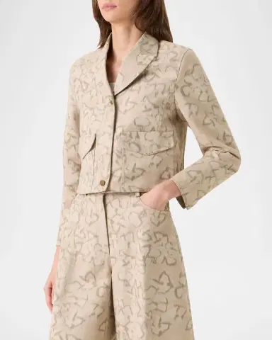 Akris punto Ikat Flower Print Cotton Canvas Boxy Jacket | Thumbnail 3 Akris punto Ikat Flower Print Cotton Canvas Boxy Jacket | Thumbnail 3