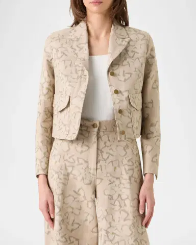 Akris punto Ikat Flower Print Cotton Canvas Boxy Jacket | Thumbnail 5 Akris punto Ikat Flower Print Cotton Canvas Boxy Jacket | Thumbnail 5