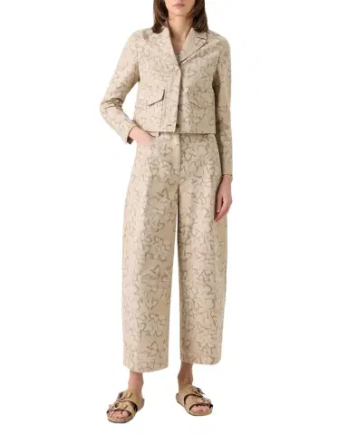 Akris punto Ikat Flower Print Cotton Canvas Boxy Jacket | Thumbnail 1 Akris punto Ikat Flower Print Cotton Canvas Boxy Jacket | Thumbnail 1