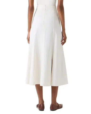 Akris punto High-Waist Front Pleat Stretch Denim Midi Skirt | Thumbnail 1 Akris punto High-Waist Front Pleat Stretch Denim Midi Skirt | Thumbnail 1