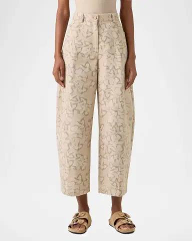 Akris punto Farrow Ikat Flower-Print Cotton Barrel-Leg Ankle Pants | Thumbnail 4 Akris punto Farrow Ikat Flower-Print Cotton Barrel-Leg Ankle Pants | Thumbnail 4