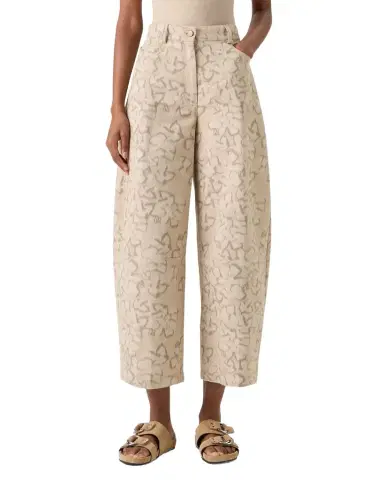Akris punto Farrow Ikat Flower-Print Cotton Barrel-Leg Ankle Pants | Thumbnail 1 Akris punto Farrow Ikat Flower-Print Cotton Barrel-Leg Ankle Pants | Thumbnail 1