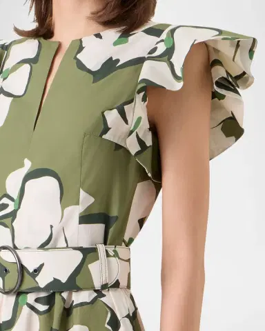 Akris punto Papercut Flower Cotton Ruffle Belted Midi Dress | Thumbnail 4 Akris punto Papercut Flower Cotton Ruffle Belted Midi Dress | Thumbnail 4