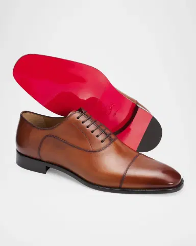 Christian Louboutin Men's Greggory Patinated Leather Oxford Shoes | Thumbnail 4