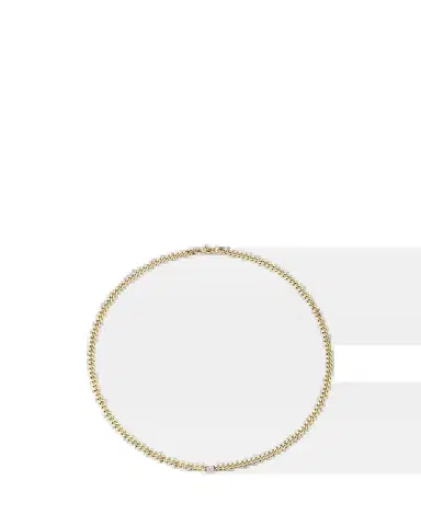 Anita Ko 18K Yellow Gold Plain Cuban Link Necklace with Small Round Diamond Center | Thumbnail 2