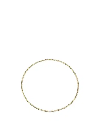 Anita Ko 18K Yellow Gold Plain Cuban Link Necklace with Small Round Diamond Center | Thumbnail 1