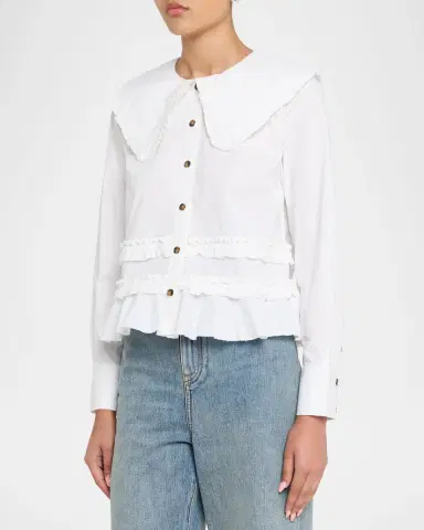 Ganni Stretch-Cotton Sailor Top | Thumbnail 3 Ganni Stretch-Cotton Sailor Top | Thumbnail 3