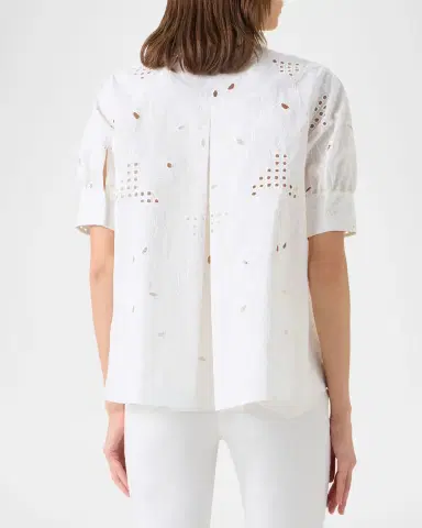 Akris punto Flower Eyelet Embroidered Cotton Poplin Blouse | Thumbnail 2 Akris punto Flower Eyelet Embroidered Cotton Poplin Blouse | Thumbnail 2