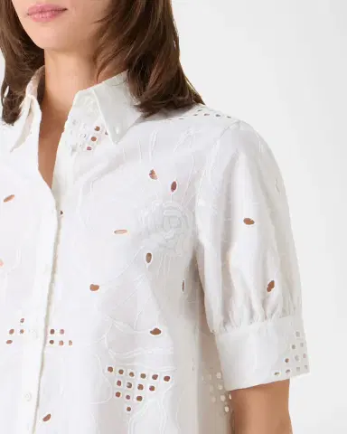 Akris punto Flower Eyelet Embroidered Cotton Poplin Blouse | Thumbnail 4 Akris punto Flower Eyelet Embroidered Cotton Poplin Blouse | Thumbnail 4