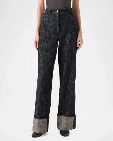 Akris punto Cooper Heavyweight Denim Wide-Leg Cuffed Pants | Thumbnail 4 Akris punto Cooper Heavyweight Denim Wide-Leg Cuffed Pants | Thumbnail 4