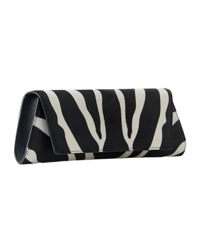 Small Zebra-Print Calf Hair Clutch Bag
