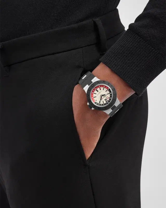 Men 's 40mm   Black and White GMT Watch