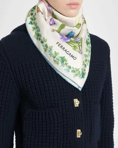Ferragamo Eden Shoes-Print Silk Scarf | Thumbnail 2 Ferragamo Eden Shoes-Print Silk Scarf | Thumbnail 2