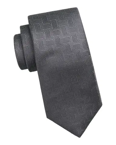 Canali Men's Art Deco Silk Tie, Silver | Thumbnail 2 Canali Men's Art Deco Silk Tie, Silver | Thumbnail 2