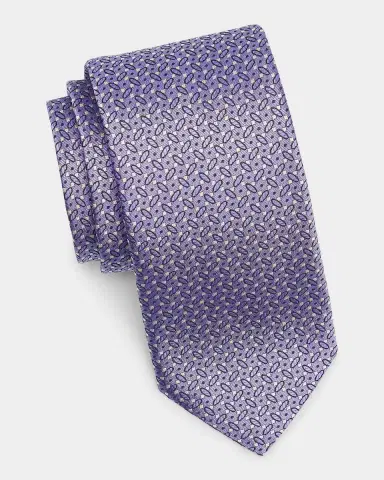 Canali Men's Micro-Geometric Silk Tie | Thumbnail 3