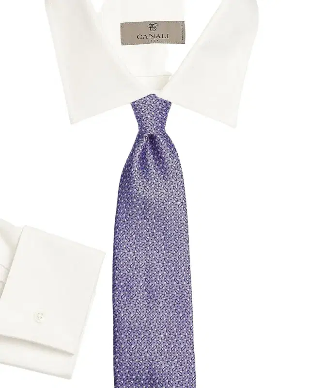Men 's Micro-Geometric Silk Tie, Purple
