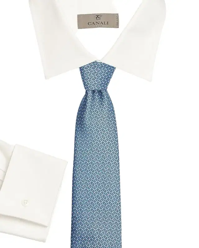 Men 's Micro-Geometric Silk Tie, Blue Men 's Micro-Geometric Silk Tie, Blue