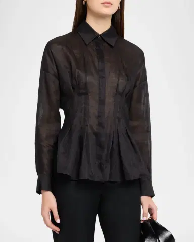 Max Mara Studio Mstora Ramie Peplum-Hem Shirt | Thumbnail 3 Max Mara Studio Mstora Ramie Peplum-Hem Shirt | Thumbnail 3