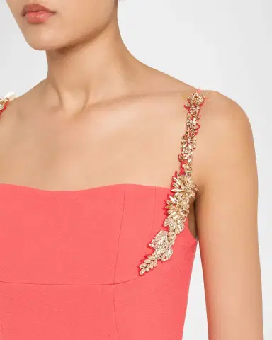 Rachel Gilbert Franca Crystal-Strap Column Gown | Thumbnail 4 Rachel Gilbert Franca Crystal-Strap Column Gown | Thumbnail 4